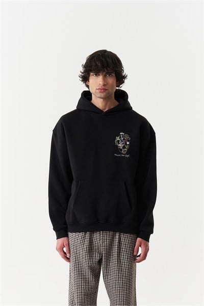 Heart Atlas Oversize Erkek Sweatshirt Siyah