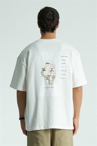Heart Atlas Oversize Erkek Tişört Ekru