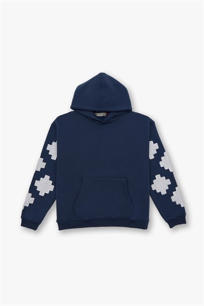 Heritage Geometry Oversize Sweatshirt Erkek İndigo
