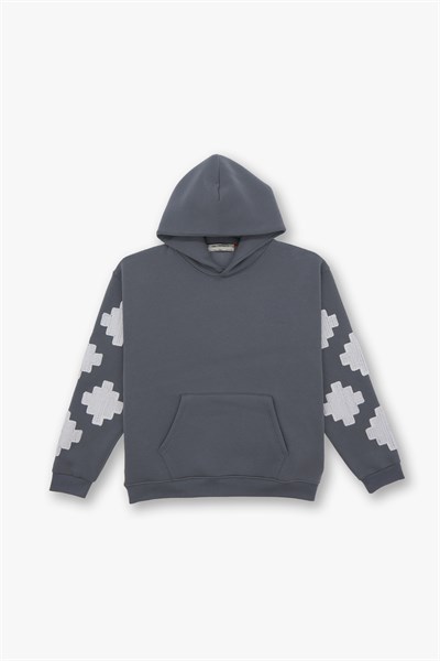 Heritage Geometry Oversize Sweatshirt Erkek Füme