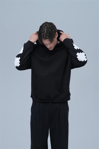 Heritage Geometry Oversize Sweatshirt Erkek Siyah