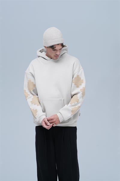 Heritage Geometry Oversize Sweatshirt Erkek Stone