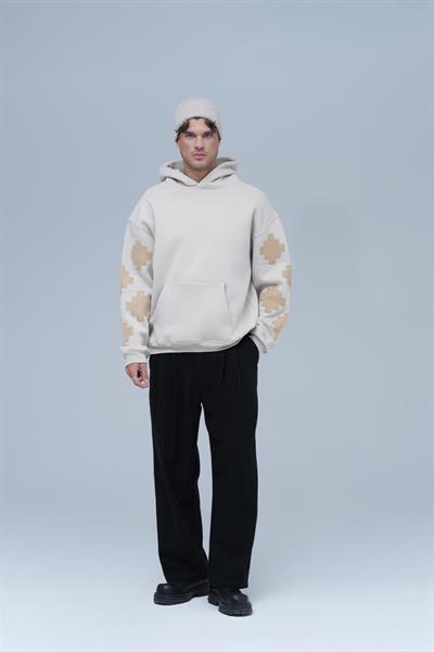 Heritage Geometry Oversize Sweatshirt Erkek Stone