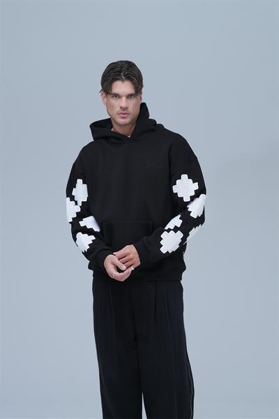 Heritage Geometry Oversize Sweatshirt Erkek Siyah