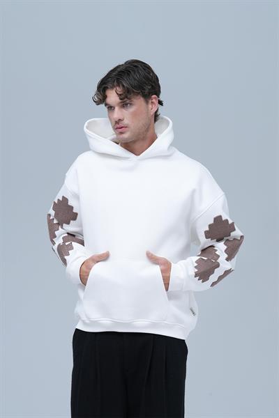 Heritage Geometry Oversize Sweatshirt Erkek Ekru
