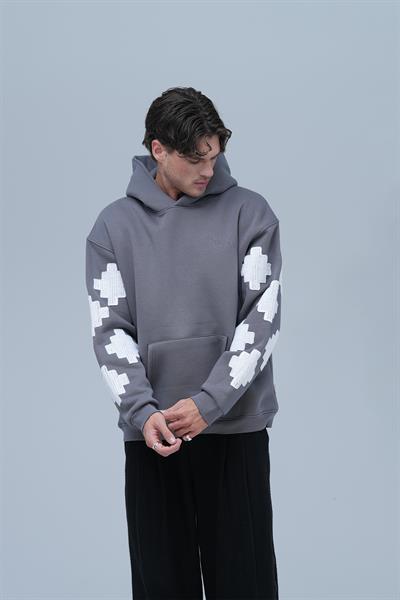 Heritage Geometry Oversize Sweatshirt Erkek Füme