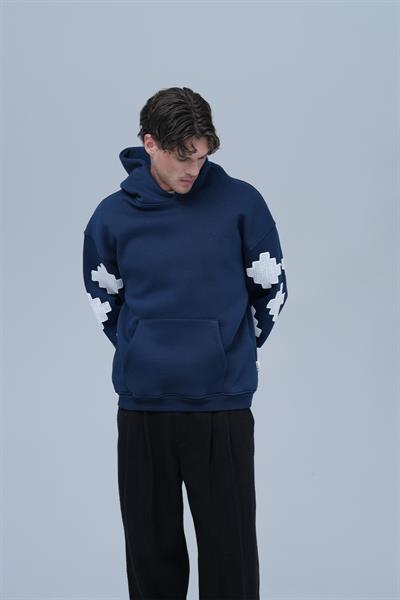 Heritage Geometry Oversize Sweatshirt Erkek İndigo