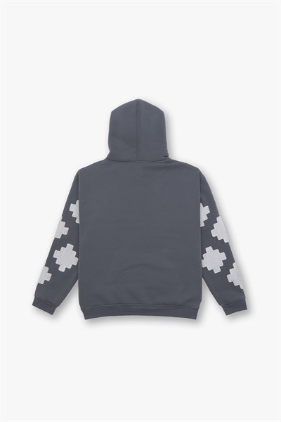 Heritage Geometry Oversize Sweatshirt Erkek Füme