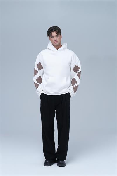 Heritage Geometry Oversize Sweatshirt Erkek Ekru