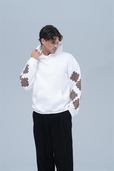 Heritage Geometry Oversize Sweatshirt Erkek Ekru