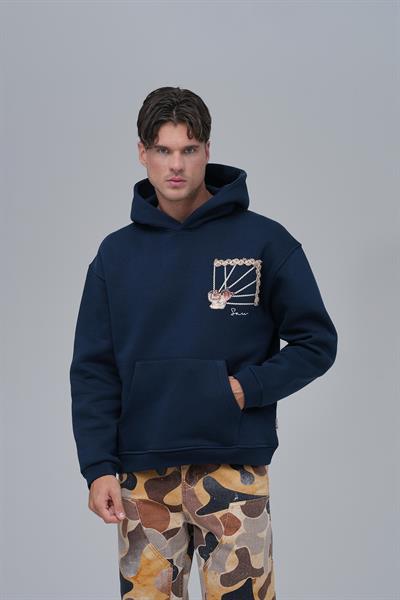 Heritage Threads Oversize Sweatshirt Erkek İndigo