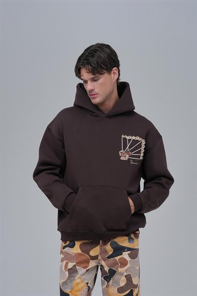 Heritage Threads Oversize Sweatshirt Erkek Kahverengi