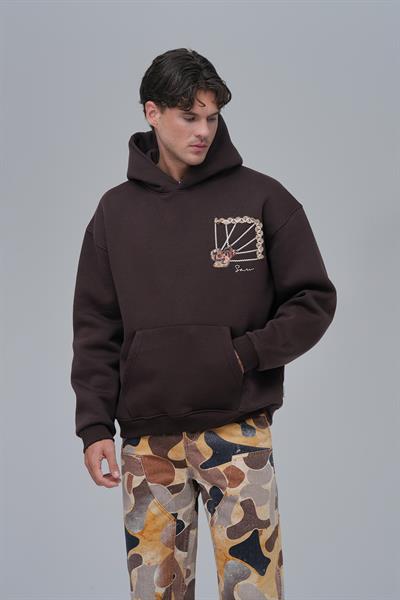 Heritage Threads Oversize Sweatshirt Erkek Kahverengi