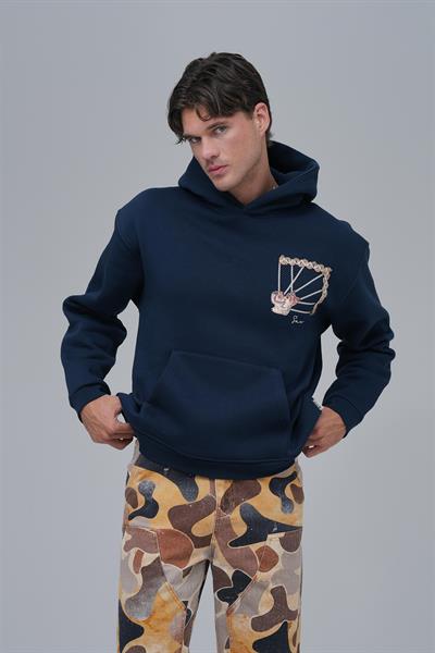 Heritage Threads Oversize Sweatshirt Erkek İndigo