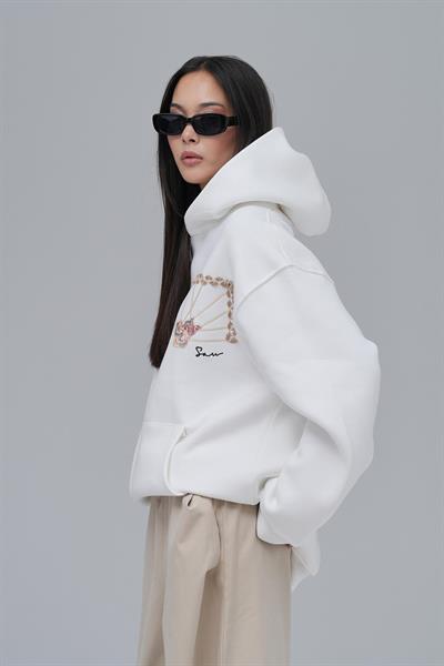 Heritage Threads Oversize Sweatshirt Kadın Ekru