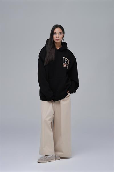 Heritage Threads Oversize Sweatshirt Kadın Siyah