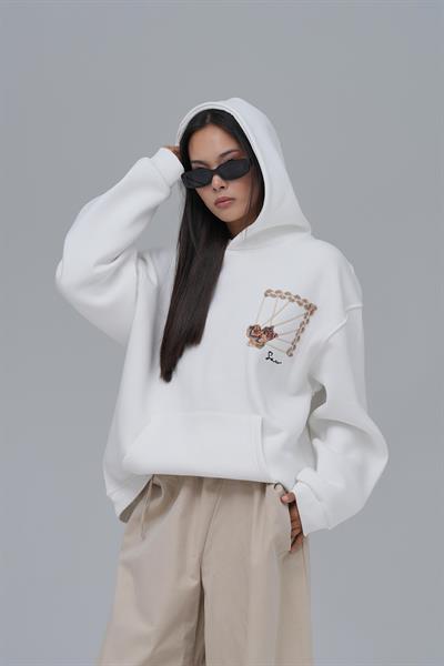 Heritage Threads Oversize Sweatshirt Kadın Ekru