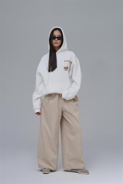 Heritage Threads Oversize Sweatshirt Kadın Ekru