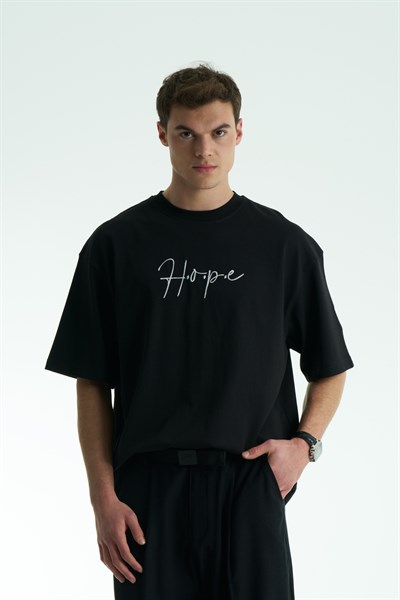 Hope Oversize Tişört Erkek Siyah