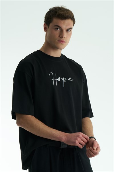 Hope Oversize Tişört Erkek Siyah