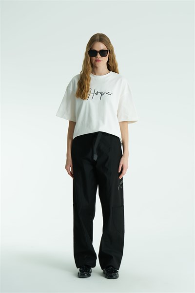 Hope Oversize Tişört Kadın Ekru