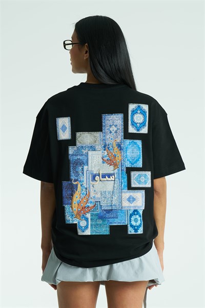 Iznik Oversize Kadın Tişört Siyah