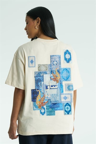 Iznik Oversize Kadın Tişört Stone