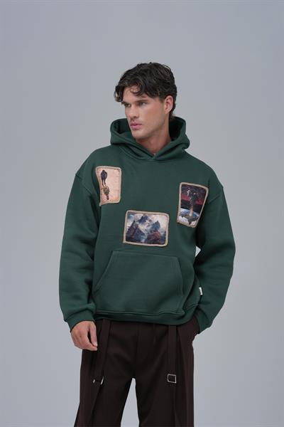 Layers of Awakening Oversize Sweatshirt Erkek Yeşil