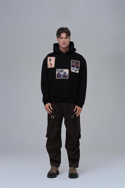 Layers of Awakening Oversize Sweatshirt Erkek Siyah