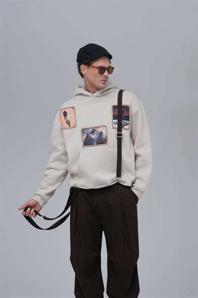Layers of Awakening Oversize Sweatshirt Erkek Stone