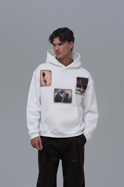 Layers of Awakening Oversize Sweatshirt Erkek Ekru