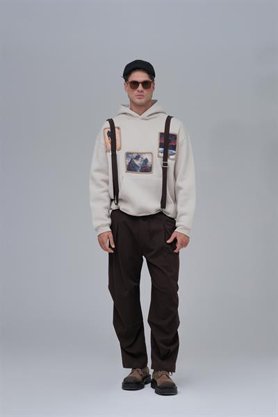 Layers of Awakening Oversize Sweatshirt Erkek Stone