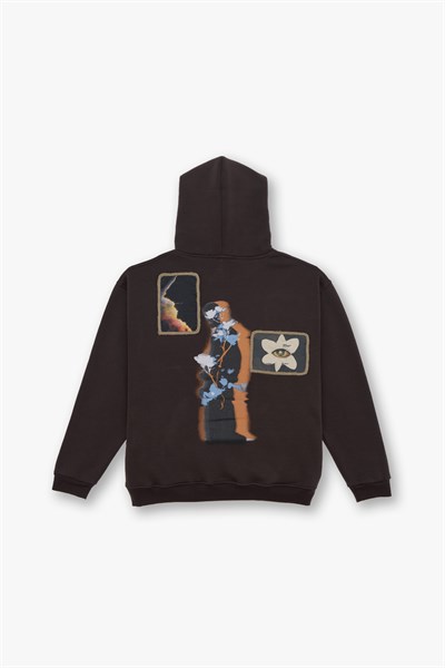 Layers of Awakening Oversize Sweatshirt Kadın Kahverengi
