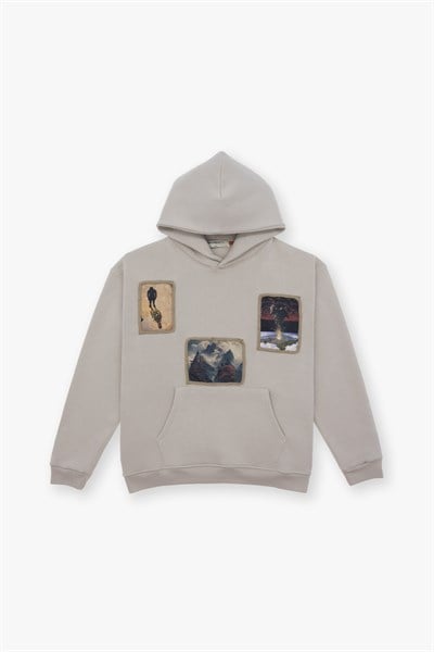 Layers of Awakening Oversize Sweatshirt Kadın Stone