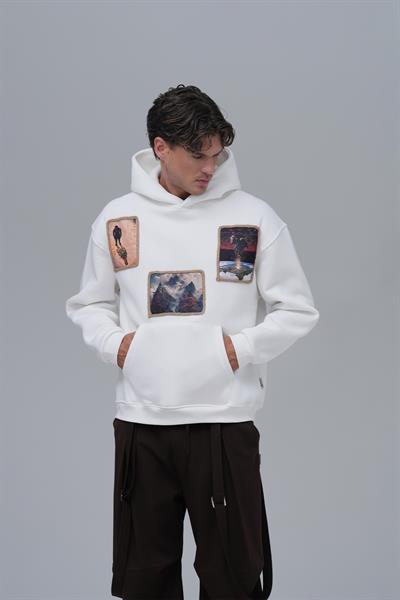 Layers of Awakening Oversize Sweatshirt Erkek Ekru