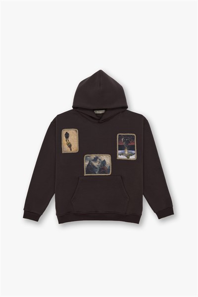Layers of Awakening Oversize Sweatshirt Erkek Kahverengi