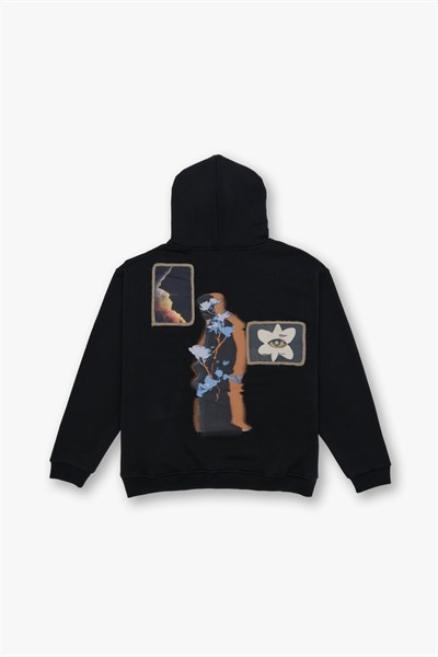 Layers of Awakening Oversize Sweatshirt Kadın Siyah