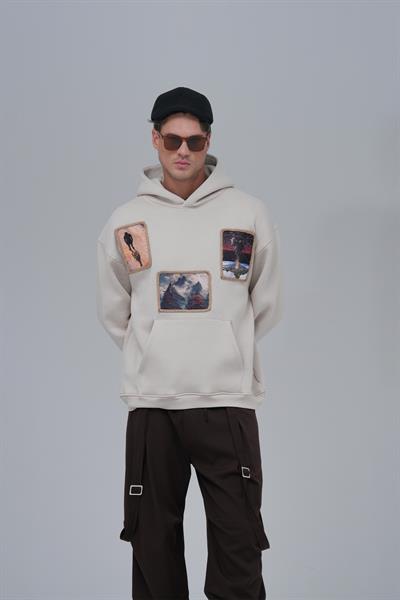 Layers of Awakening Oversize Sweatshirt Erkek Stone