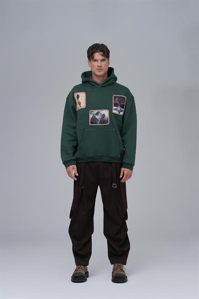 Layers of Awakening Oversize Sweatshirt Erkek Yeşil