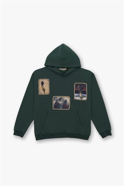 Layers of Awakening Oversize Sweatshirt Erkek Yeşil