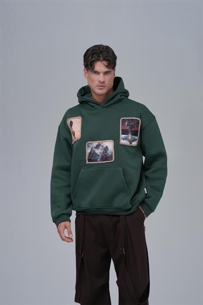 Layers of Awakening Oversize Sweatshirt Erkek Yeşil