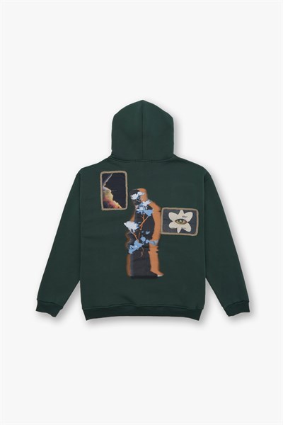 Layers of Awakening Oversize Sweatshirt Erkek Yeşil