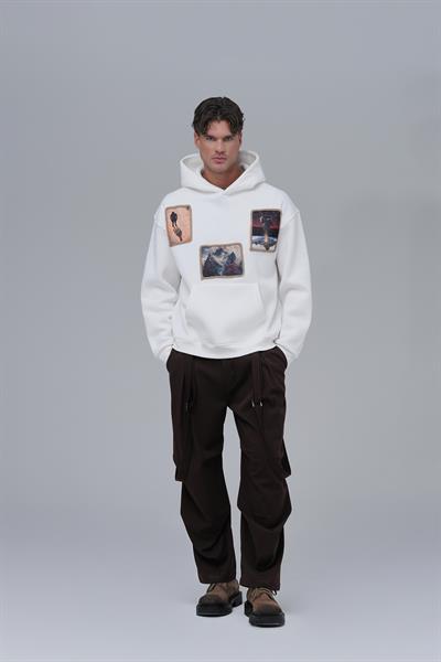 Layers of Awakening Oversize Sweatshirt Erkek Ekru