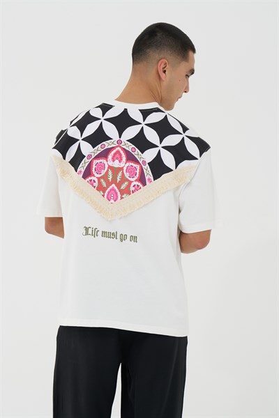 Life Bloom Oversize Erkek Tişört Ekru