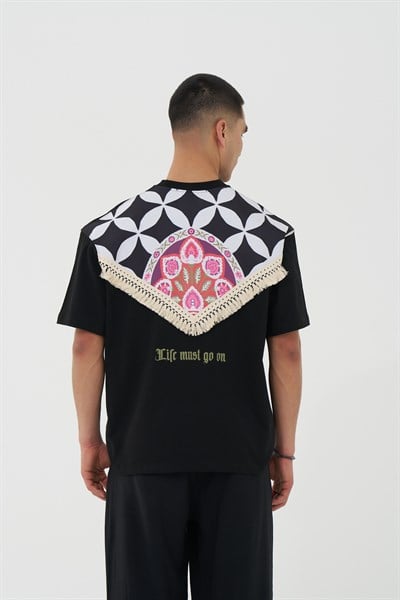 Life Bloom Oversize Erkek Tişört Siyah