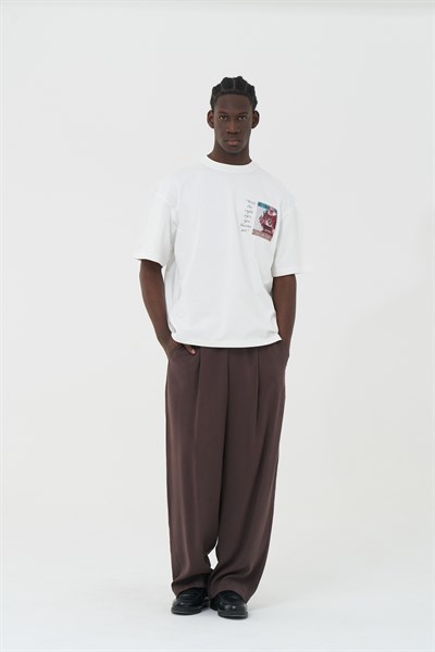 Living Art Oversize Erkek Tişört Ekru