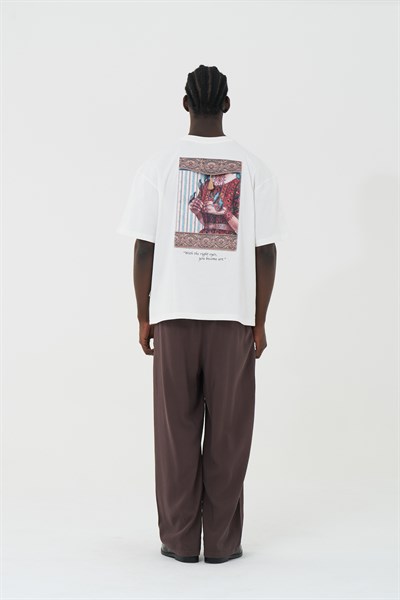 Living Art Oversize Erkek Tişört Ekru