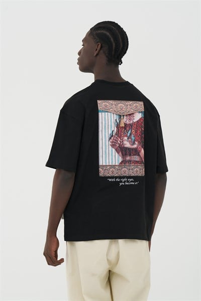 Living Art Oversize Erkek Tişört Siyah