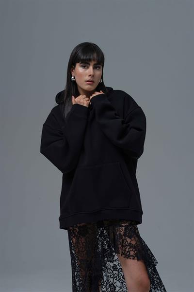 Loneliness Is a Choice Oversize Sweatshirt Kadın Siyah
