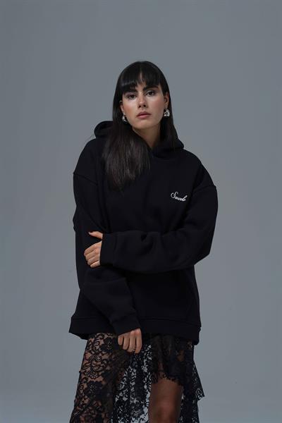 Loneliness Is a Choice Oversize Sweatshirt Kadın Siyah
